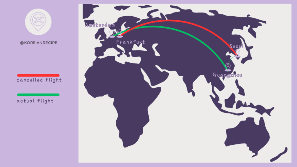 flight, cancelled, initial and actual, Korea China, Germany